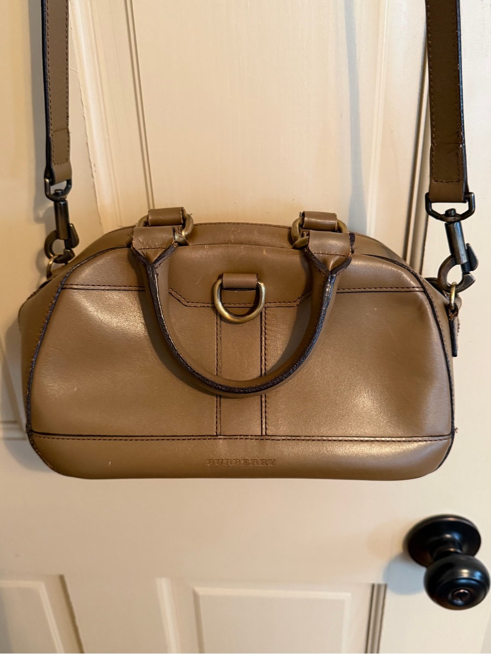 Authentic Burberry Brown Leather Crossbody Dome Satchel